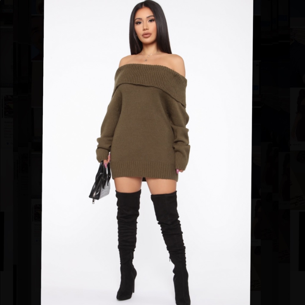 Oversized Off The Shoulder Sweater Dress